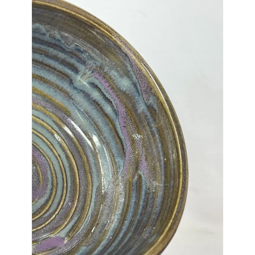 Handmade Pottery Cereal Bowl Signed Sanger 2006 Art Pottery Brown Vintage 5.5